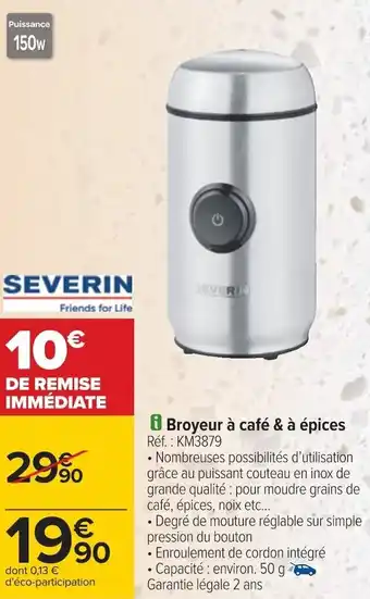 Carrefour Severin broyeur à café & à épices offre