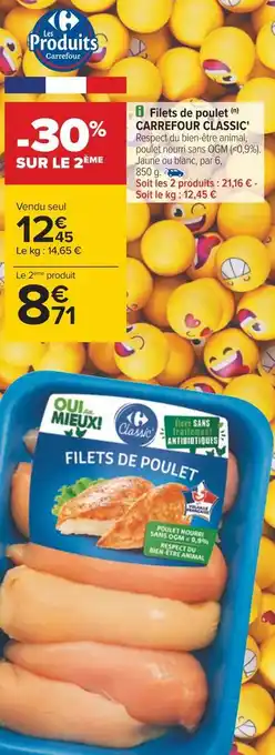 Carrefour Carrefour classic filets de poulet offre
