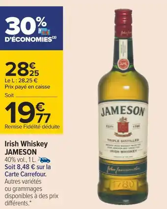 Carrefour Jameson irish whiskey offre
