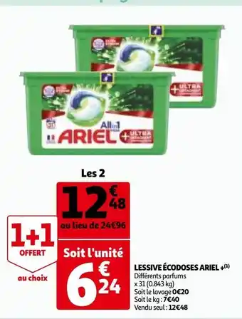 Auchan Lessive écodoses ariel +(1) offre