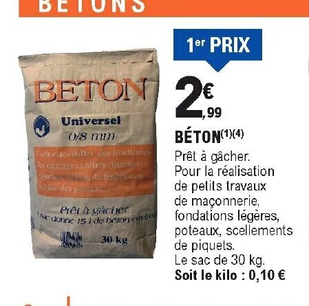 Sac beton outlet tout pret bricomarché