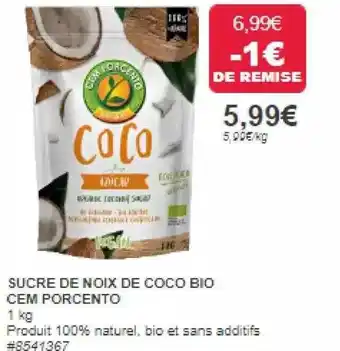 Costco Sucre de noix de coco bio cem porcento offre