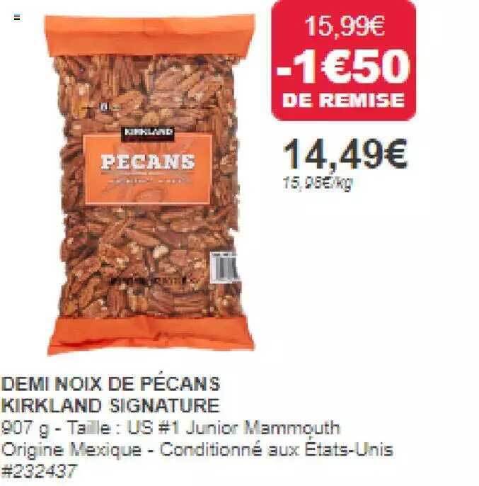 Promo Demi noix de pécans kirkland signature chez Costco