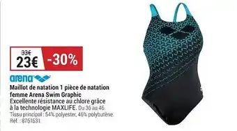 Decathlon Maillot de natation 1 pièce de natation femme arena swim graphic offre