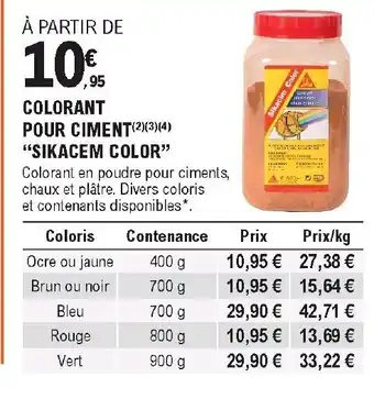 Colorant pour ciment