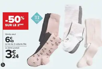 Carrefour Tex baby collants filles offre