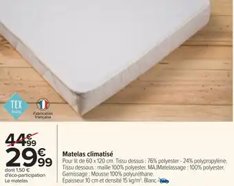 Carrefour Tex baby matelas climatisé offre