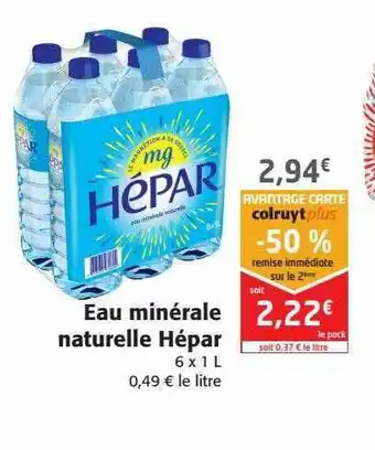 Colruyt Eau minérale naturelle hépar offre