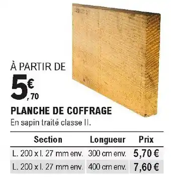 Planche de coffrage