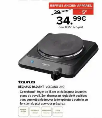 Réchaud radiant taurus