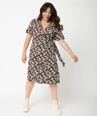 Gémo Robe femme grande taille coupe portefeuille fleurie vue1 - gemo (g taille) - gemo offre