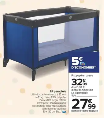 Carrefour Lit parapluie offre