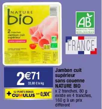 Migros NATURE BIO jambon cuit supérieur sans couenne offre