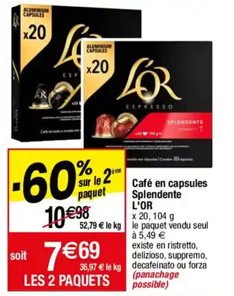 Migros L'OR café en capsules spledente offre