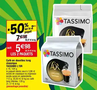 Migros TASSIMO L'OR café en dosettes long classique offre