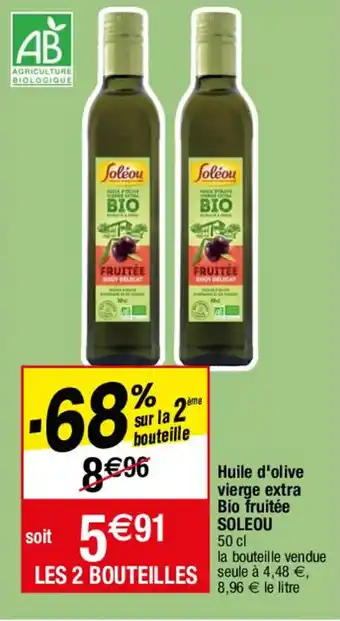 SOLEOU huile d'olive vierge extra bio truitée
