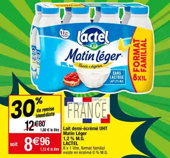 Migros LACTEL lait demi-écrémé UHT matin léger 1,2% M.G. offre