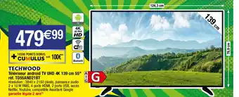 Téléviseur android TV UHD 4K 139 cm 55"