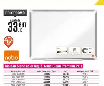 Plein ciel Tableau blanc acier laqué nano clean premium plus nobo offre