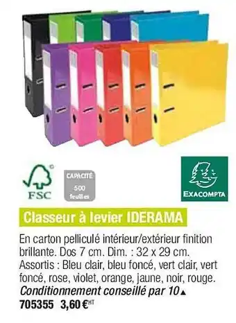 Plein ciel Classeur à levier iderama exacompta offre