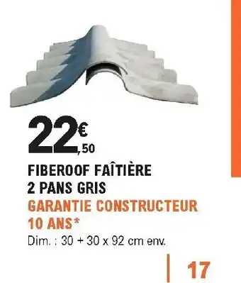 Fiberoof Faîtière 2 pans gris