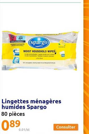 Action Lingettes ménagères humides spargo offre