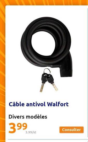 Action Câble antivol walfort offre