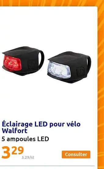 Action Éclairage led pour vélo walfort offre