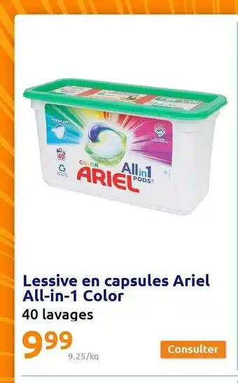 Action Lessive en capsules ariel all-in-1 color offre