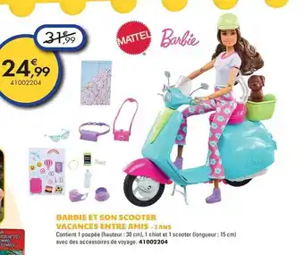 JouéClub Barbie et son scooter vacances entre amis - 3 ans offre