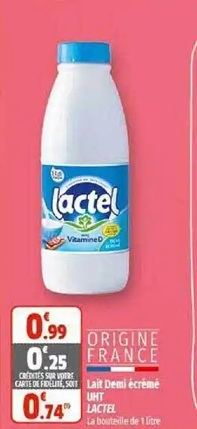 Coccinelle Supermarché Lait demi écrémé uht lactel offre