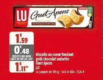 Coccinelle Supermarché Biscuits au cœur fondant goût chocolat noisette guet apens lu offre
