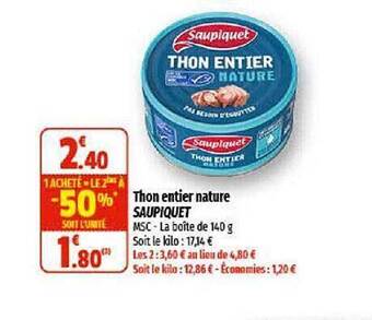 Coccinelle Supermarché Thon entier nature saupiquet offre