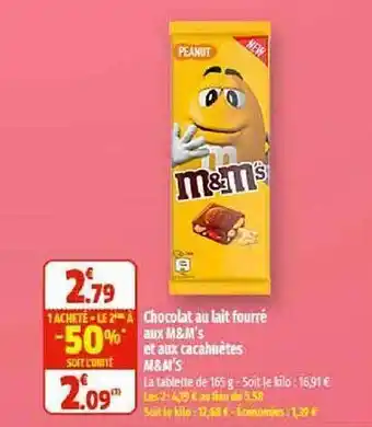 Coccinelle Supermarché Chocolat au lait fourré aux m&m's et aux cacahuètes m&m's offre