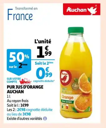 Auchan Pur Jus d'Orange Auchan offre