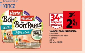 Auchan Herta Jambon Le Bon Paris offre
