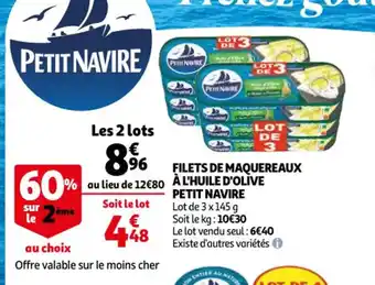 Auchan Petit Navire Filets de Maquereaux à l'Huile d'Olive offre