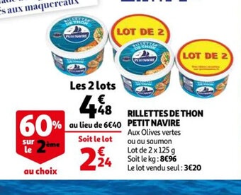 Auchan Petit Navire Rillettes de Thon offre