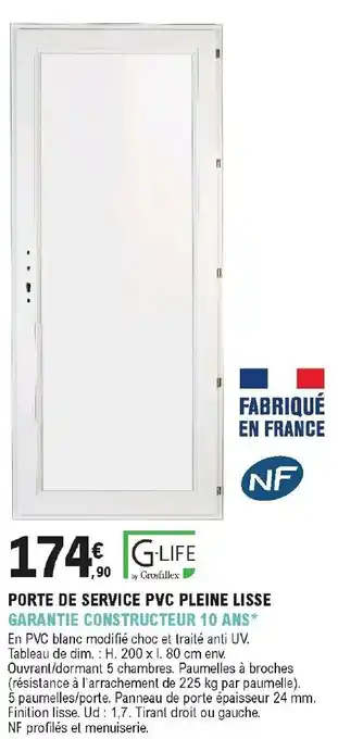 E.Leclerc Brico Porte de service PVC pleine lisse offre