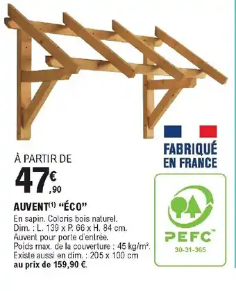 E.Leclerc Brico Auvent "éco" offre