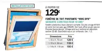 Fenêtre de toit pivotante "Hive DPX"