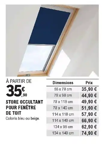 tore occultant pour Fenêtre de toit