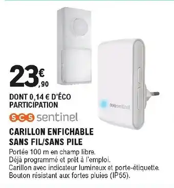 Carillon enfichable sans fil/sans pile