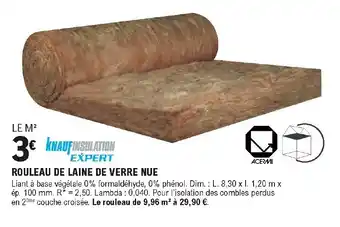 E.Leclerc Brico Rouleau de laine de verre nue offre