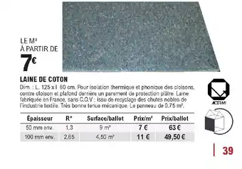 E.Leclerc Brico Laine de coton offre