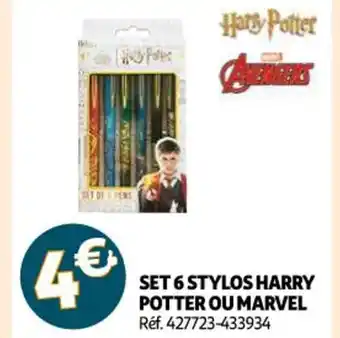 Auchan Set 6 Stylos Harry Potter Ou Marvel offre