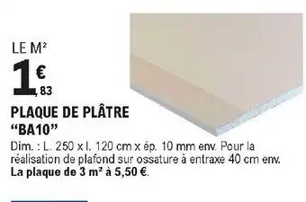 E.Leclerc Brico Plaque de plâtre offre