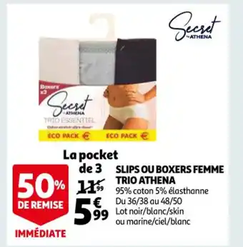 Auchan Slips Ou Boxers Femme Trio Athena offre