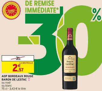 Intermarché Baron de lestac aop bordeaux rouge offre