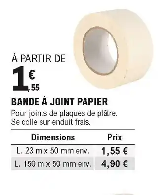 Bande à joint papier